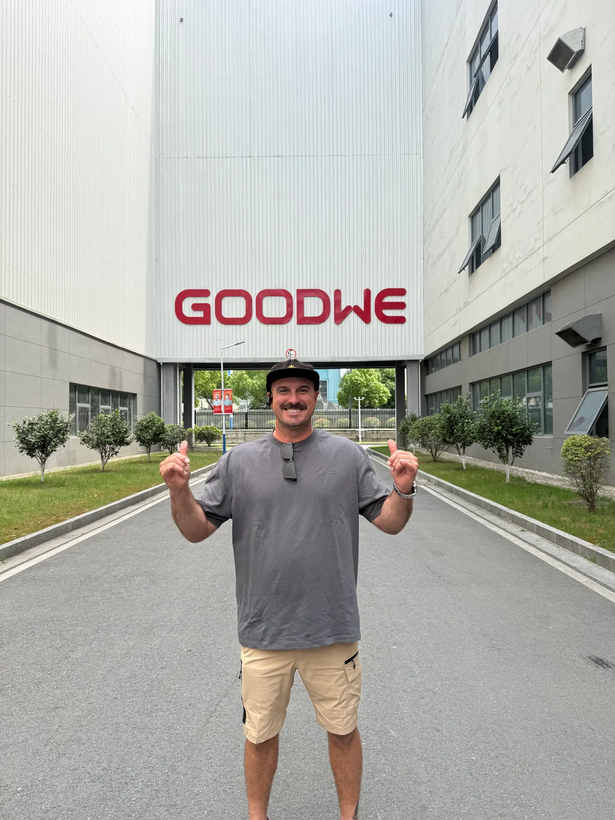 On Point Solar owner Jason visiting the Goodwe inverter factory
